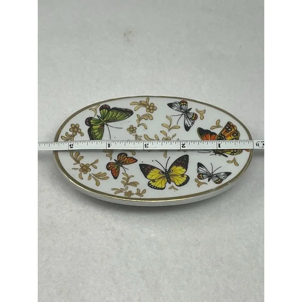 Butterfly Porcelain Soap Dish Cottage Core Gold Gilt Formalities by Baum‎ Bros